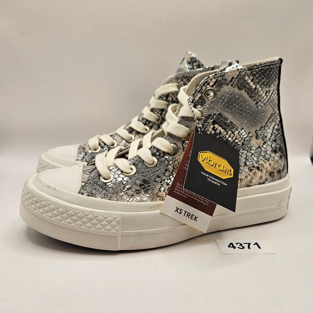 CONVERSE WOMEN'S 5 FIRST STRING CHUCK TAYLOR SNAKESKIN SNOW WHITE BLACK A18412C